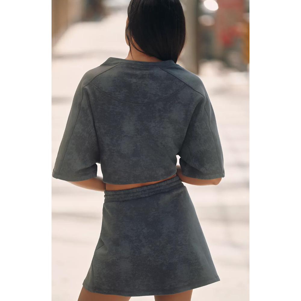 Anthopologie x Daily Practice Pull-On Washed Mini Skirt Grey Size L NWT - Picture 4 of 5